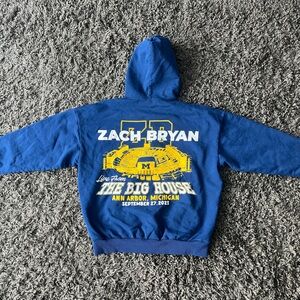 Zach Bryan concert hoodie Go Blue Michigan. Blue and Yellow Graphic Hoodie